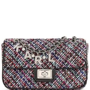 KARL LAGERFELD PARIS Tweed Agyness Shoulder Bag